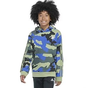 Adidas Kids Camo Hoodie Blue Green XL